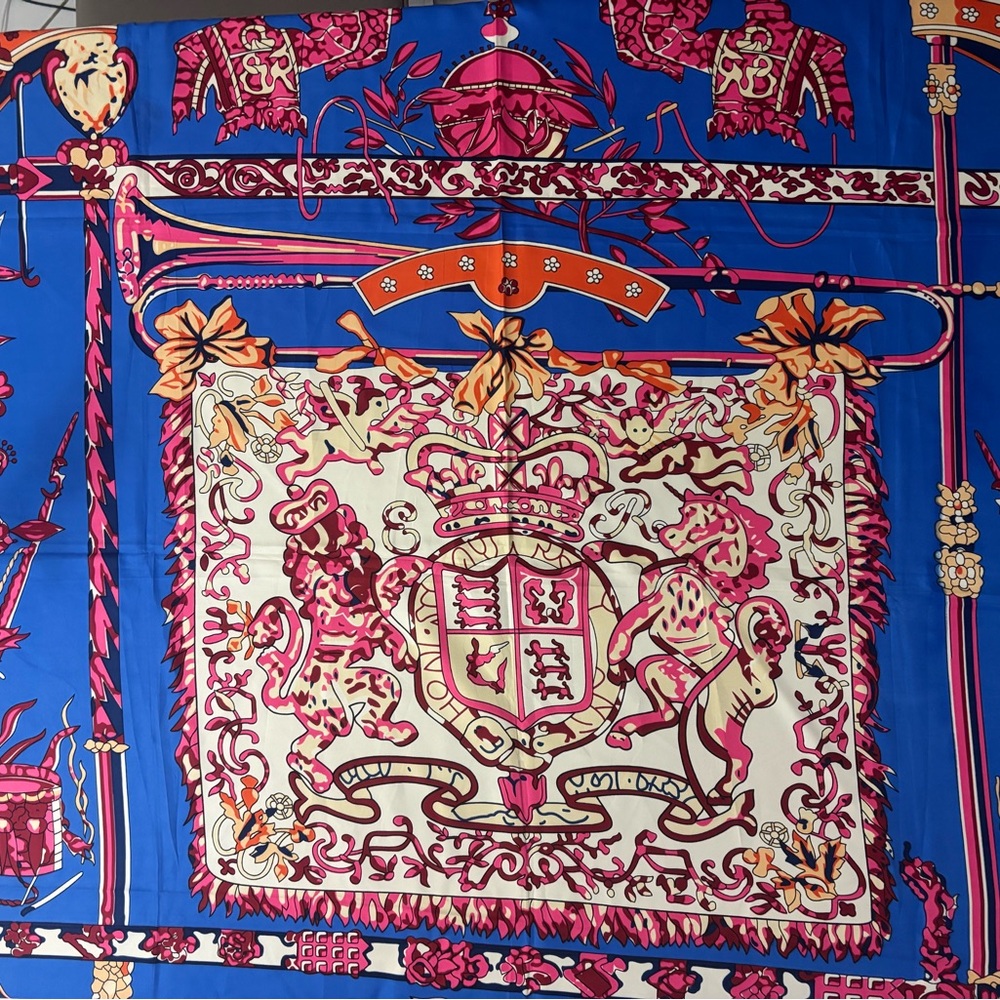 Blue and Pink Scarf with Regal Print